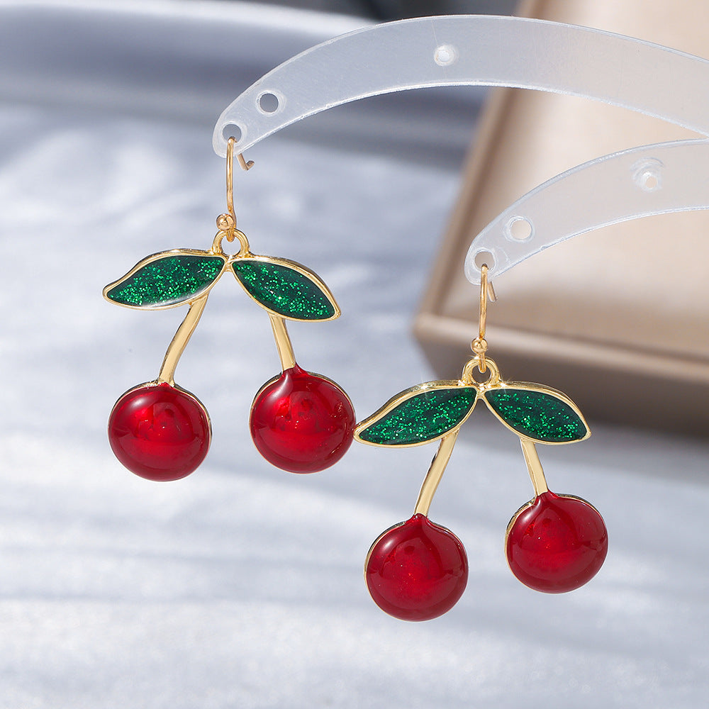 Wholesale long cherry creative design cute earrings